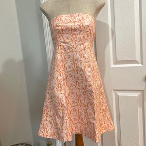 Vintage Y2K gap strapless sun dress floral pink orange Shelf bra womens size 6